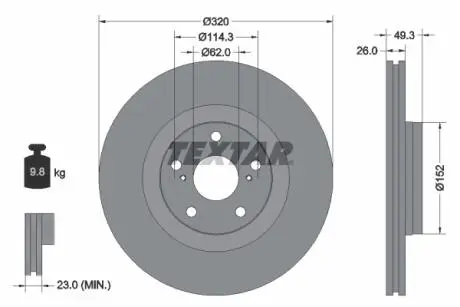 Тормозной диск TEXTAR 92195303