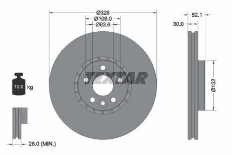 Тормозной диск TEXTAR 92196305 (фото 1)