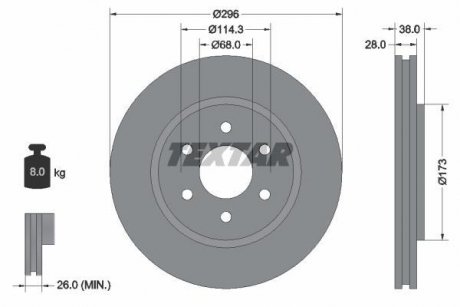 Диск тормозной (передний) Nissan Navara/ Pathfinder III 05- (296x28) PRO TEXTAR 92199603 (фото 1)