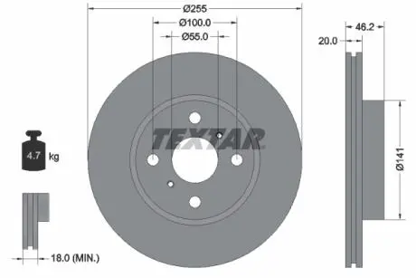 Тормозной диск TEXTAR 92199900