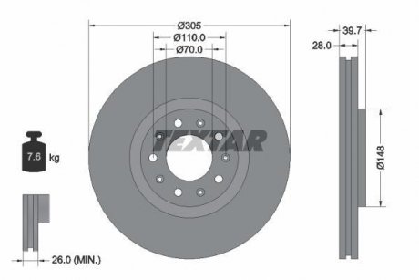 Тормозной диск TEXTAR 92220803 (фото 1)