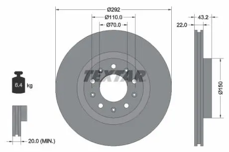 Тормозной диск TEXTAR 92221103