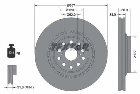 Тормозной диск TEXTAR 92224303