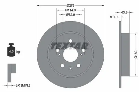 Тормозной диск TEXTAR 92225303