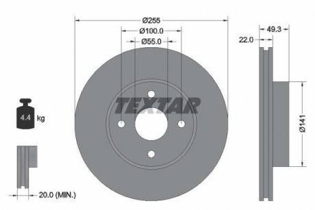 Тормозной диск TEXTAR 92226300 (фото 1)
