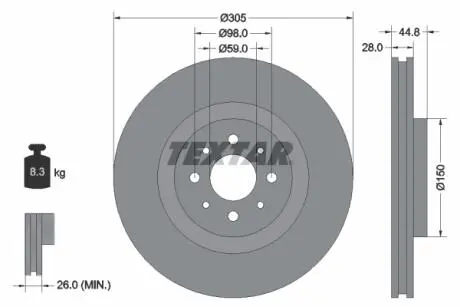 Тормозной диск TEXTAR 92228503