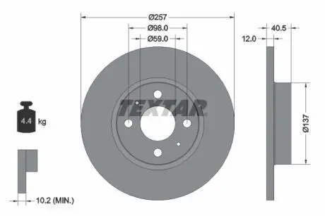 Тормозной диск TEXTAR 92236703