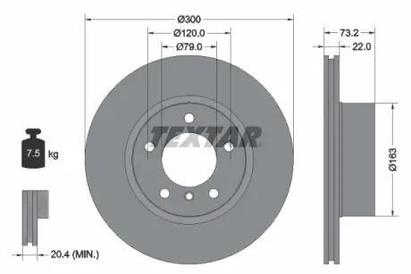 Диск гальмівний передн Лів/Прав BMW 1 (F20), 1 (F21), 3 (F30, F80), 3 (F31), 3 GRAN TURISMO (F34), 4 (F32, F82), 4 (F33, F83), 4 GRAN COUPE (F36) RENAULT MASTER III 1.5-3.0D 02.11- TEXTAR 92238503 (фото 1)