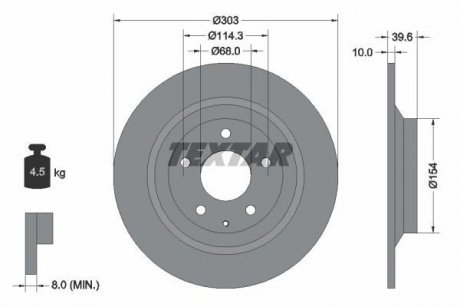 Диск гальмівний (задній) Mazda CX-5/CX-8 11- (303x10) PRO TEXTAR 92242703 (фото 1)