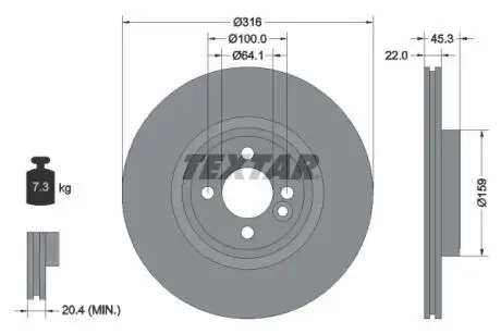 Тормозной диск TEXTAR 92255003