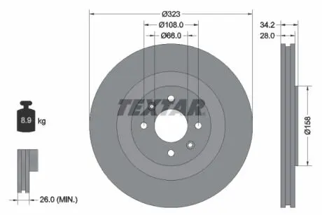 Тормозной диск TEXTAR 92267103