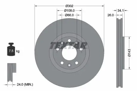 Тормозной диск TEXTAR 92268103
