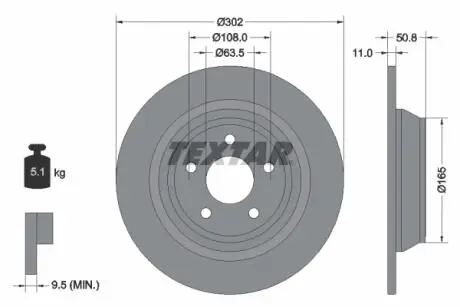 Тормозной диск TEXTAR 92268703