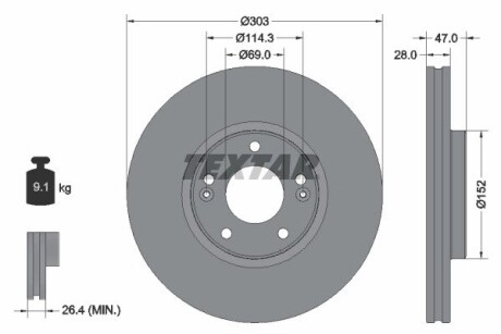 Тормозной диск TEXTAR 92273303