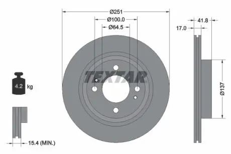 Тормозной диск TEXTAR 92278003