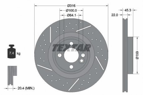 Тормозной диск TEXTAR 92279105