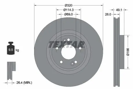 Тормозной диск TEXTAR 92281803