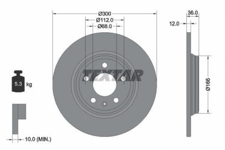 Диск тормозной (задний) Audi A4/A5/A6/A7/Q5 11- (300x12) PRO TEXTAR 92282803