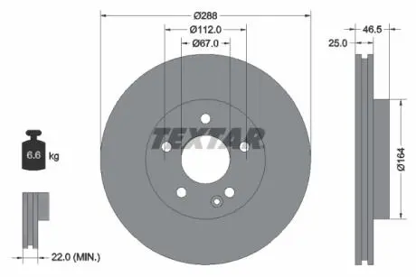 Тормозной диск TEXTAR 92287705