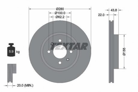 Тормозной диск TEXTAR 92288303 (фото 1)