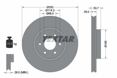 Диск тормозной (передний) MB X-class 17-20 (320x28) PRO TEXTAR 92296503