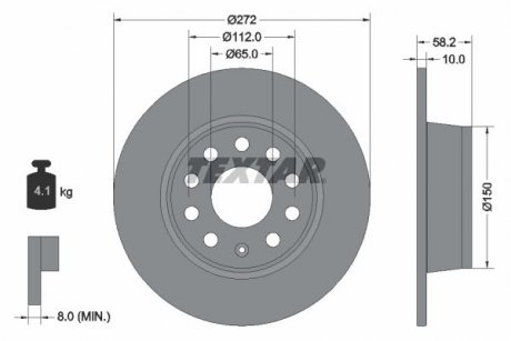 Диск гальмівний (задній) Audi Q2/Skoda Karoq/Octavia 18- (272x10) PRO TEXTAR 92300003