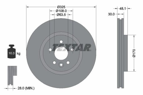 Диск тормозной (передний) Land Rover Range Rover Velar 17- (325x30) PRO+ TEXTAR 92300505