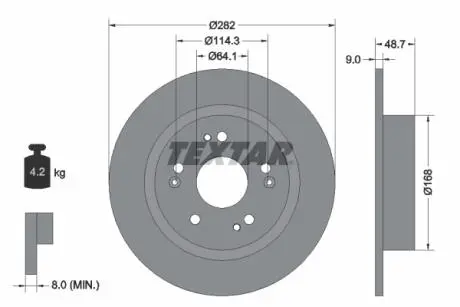 Диск тормозной (задний) Honda Accord 18-/Hr-V 14- (282x9) PRO TEXTAR 92301603