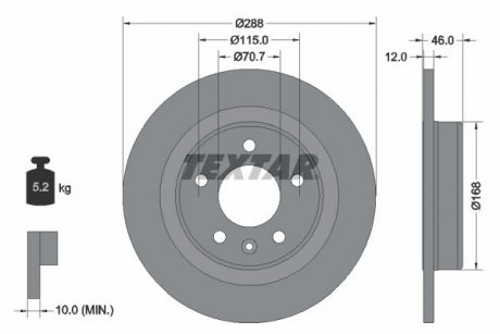 Диск гальмівний (задній) Opel Insignia B 1.5-2.0CDTi 17- (288x12) PRO TEXTAR 92314603 (фото 1)