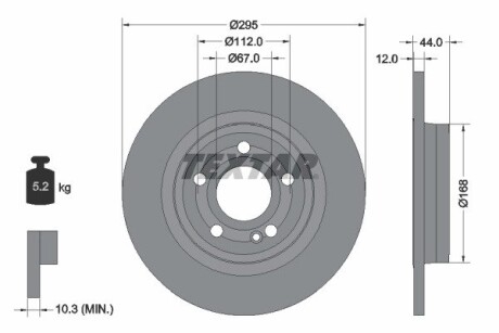 Диск гальмівний (задній) MB A-class (W177)/B-class (W247) 18- (295x12) PRO TEXTAR 92323203 (фото 1)