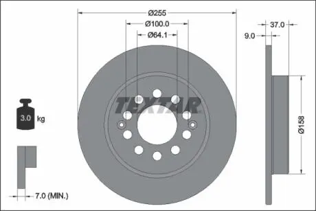 Диск тормозной передн. MG MG ZS 1.0/1.5 10.17- TEXTAR 92342703