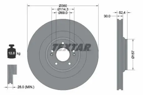 Диск гальмівний HYUNDAI KONA 2.0 07.21-03.23 TEXTAR 92346905