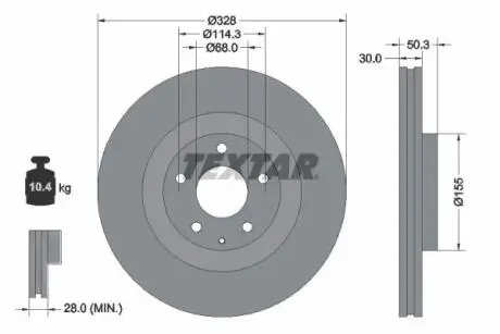 Диск гальмівний MAZDA CX-60 3.3DH 11.22- TEXTAR 92352303