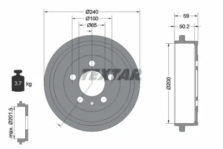 Тормозной барабан SKODA/VW Fabia/Polo "R "97>> TEXTAR 94023800