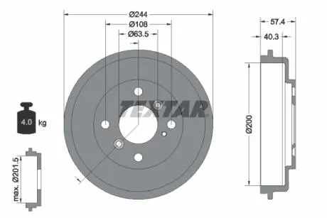 Тормозный барабан TEXTAR 94031900