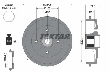 Тормозный барабан TEXTAR 94041200