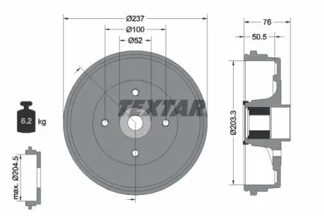 Тормозный барабан TEXTAR 94041400