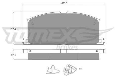 Тормозные колодки (передние) Toyota Camry/Carina/Celica/Corolla 77-95 TOMEX TX1017