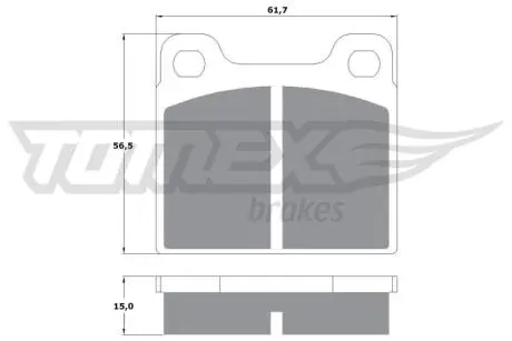 Тормозные колодки (передние) Opel Ascona 70-75/Kadett 67-79/Rekord 63-77/Audi 100 71-76 TOMEX TX1019