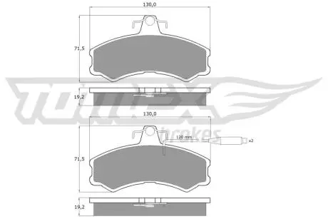 Колодки тормозные (передние) Citroen C25/Fiat Ducato/Peugeot J5 81-94/VW L80 95-00 (+датчики)) TOMEX TX1046