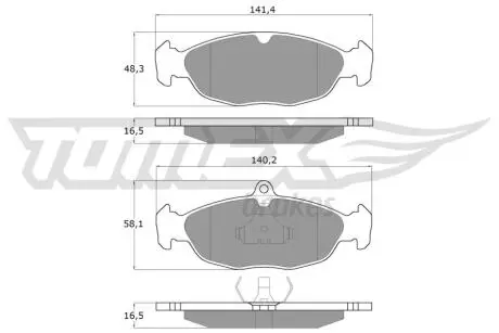 Колодки тормозные (передние) Opel Combo/Astra F 91-05/Corsa A/B 82-00/Vectra A 88-95/Daewoo Lanos 97 TOMEX TX1049