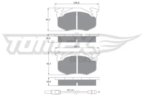Колодки гальмівні (передні) Peugeot 106 91-04/205/305/309/405 82-98/Renault Clio 91-98 (з датчик.) TOMEX TX1051