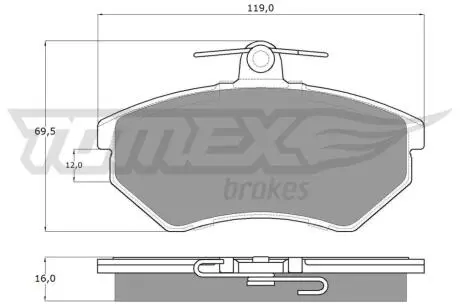 Колодки гальмівні (передні) Seat Cordoba/Ibiza/Toledo 93-02/VW Golf 86-02/Passat B2/B3/B4 85-97 TOMEX TX1063