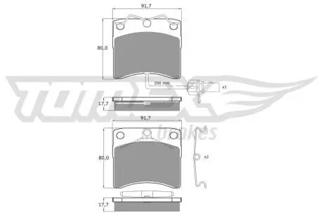 Колодки гальмівні (передні) VW T4 90-03 (+датчик) TOMEX TX10641