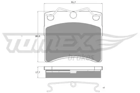 Колодки гальмівні (передні) VW T4 1.9-2.5D 90-95 R15 TOMEX TX1064