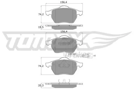 Колодки тормозные (передние) Audi A3/TT/Seat Leon/Skoda Octavia/VW Golf 96-10/Polo 05-09 (+датчик) TOMEX TX10942