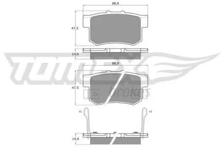 Тормозные колодки (задние) Honda Accord IV/V/Civic VI/VII/VIII TOMEX TX1100