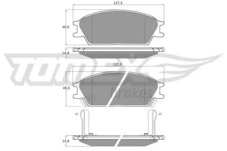Тормозные колодки (передние) Hyundai Accent I/II 89-06/Getz 02-11 (Akebono) TOMEX TX1105