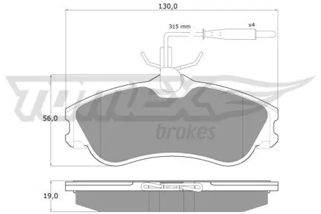 Тормозные колодки (передние) Citroen Berlingo/Peugeot Partner 96- (Lucas) TOMEX TX1112