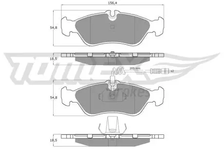 Колодки гальмівні (задні) MB Sprinter 308-316 95-06/G-class (W461/W463) 97-/VW LT 96-06 (велика) TOMEX TX11491